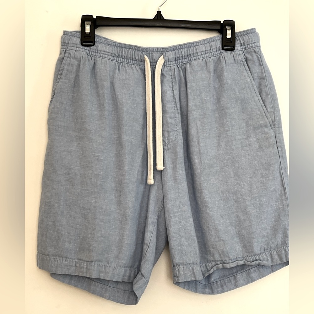 BANANA REPUBLIC men's linen blue drawstring shorts size Medium
